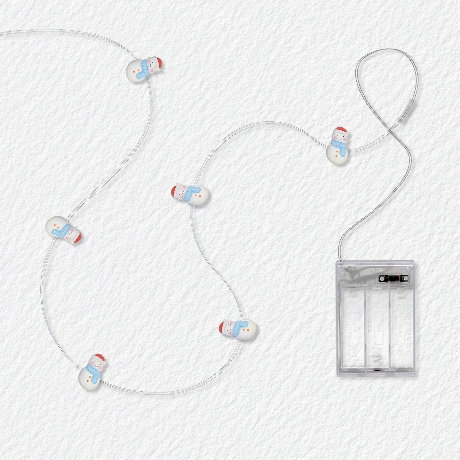 Snowman fairy string lights with warm LEDs for indoor seasonal decor, battery operated, 10 ft, 30 LED