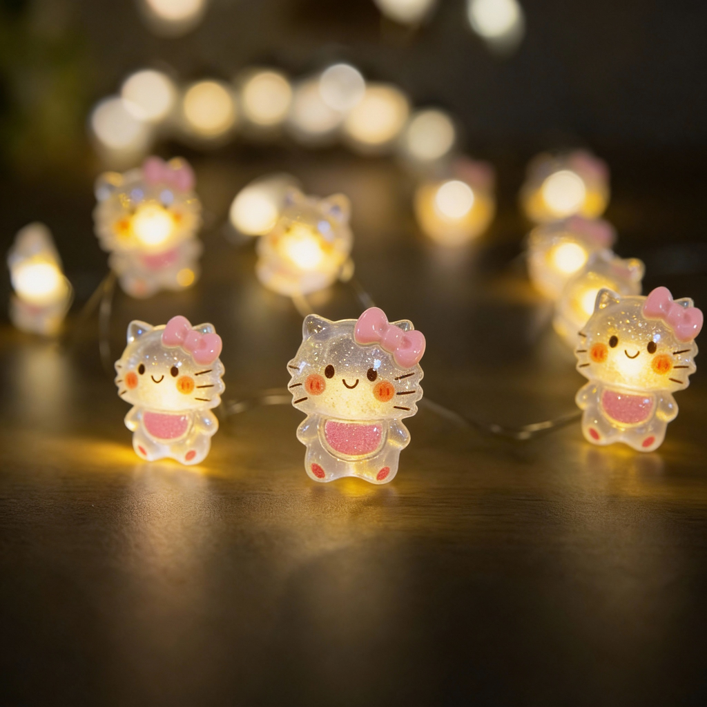 Sleepy Kitten fairy string lights with warm LEDs for indoor bedroom decor, battery operated, 10 ft, 30 LED