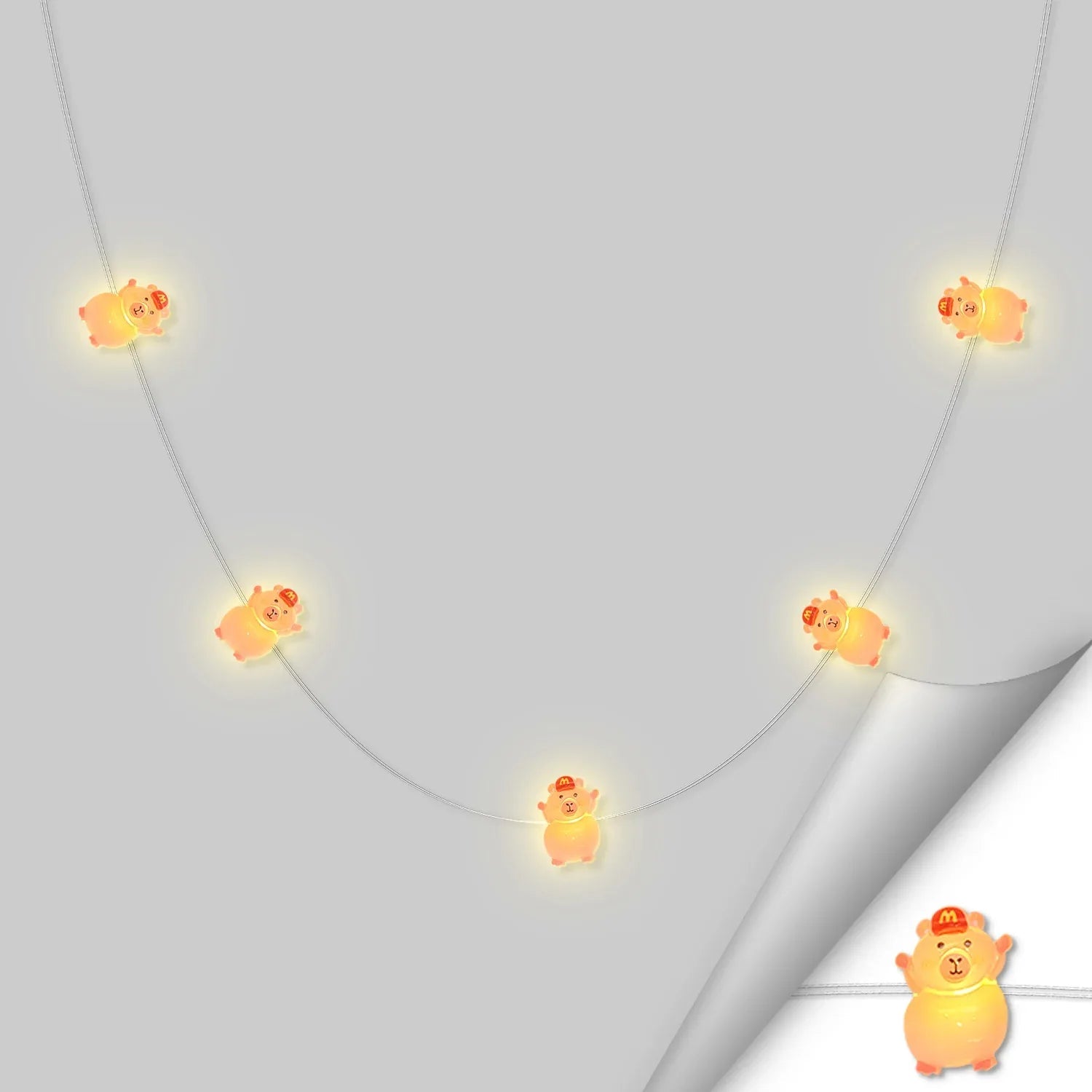 M Hat Pig fairy string lights with warm LEDs for indoor bedroom decor, battery operated, 10 ft, 30 LED