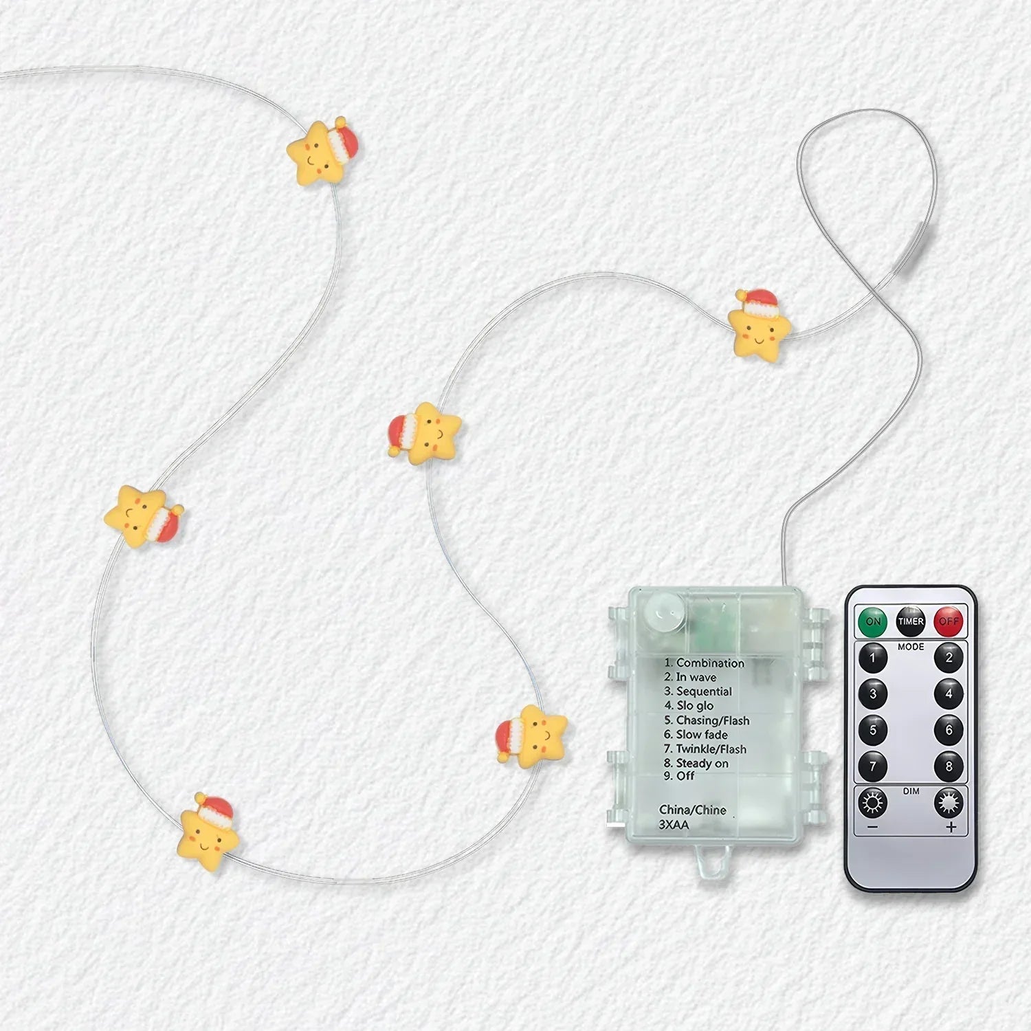 Christmas Star fairy string lights with warm LEDs for indoor seasonal decor, battery operated, 10 ft, 30 LED