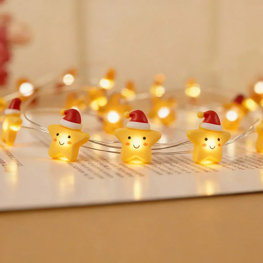 Christmas Star fairy string lights with warm LEDs for indoor seasonal decor, battery operated, 10 ft, 30 LED