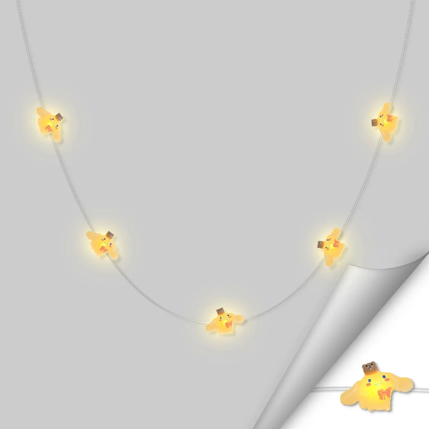 Bow Tie Dog fairy string lights with warm LEDs for indoor bedroom decor, battery operated, 10 ft, 30 LED