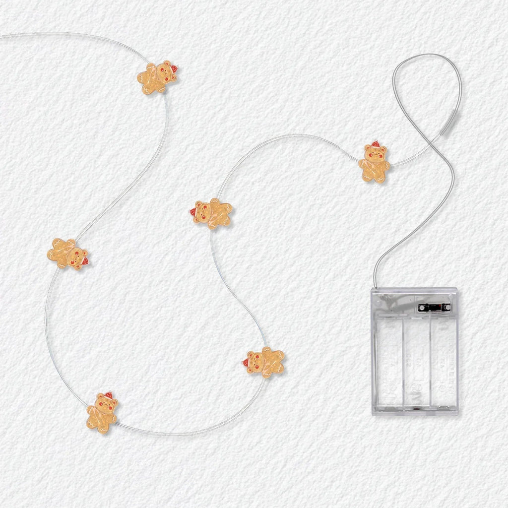 Birthday Bear fairy string lights with warm LEDs for indoor bedroom decor, battery operated, 10 ft, 30 LED