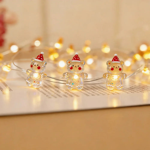 Birthday Bear fairy string lights with warm LEDs for indoor bedroom decor, battery operated, 10 ft, 30 LED