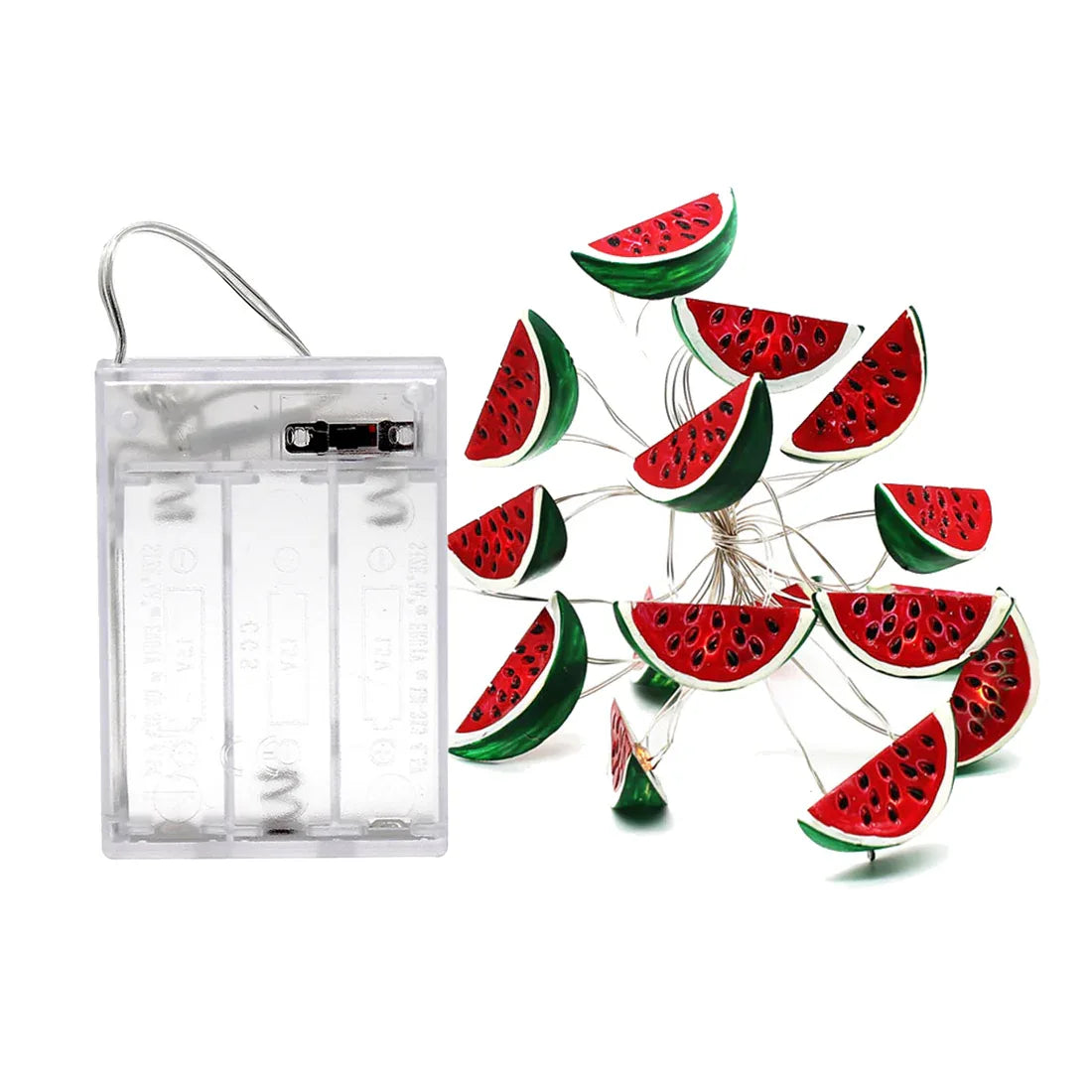 Watermelon fairy string lights with warm LEDs for indoor room decor, battery operated, 10 ft, 30 LED