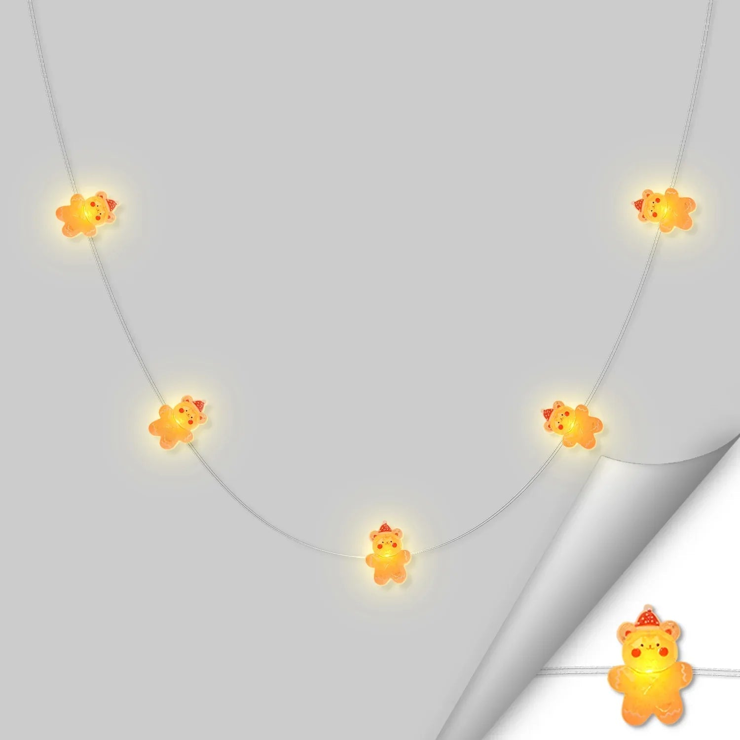 Birthday Bear fairy string lights with warm LEDs for indoor bedroom decor, battery operated, 10 ft, 30 LED