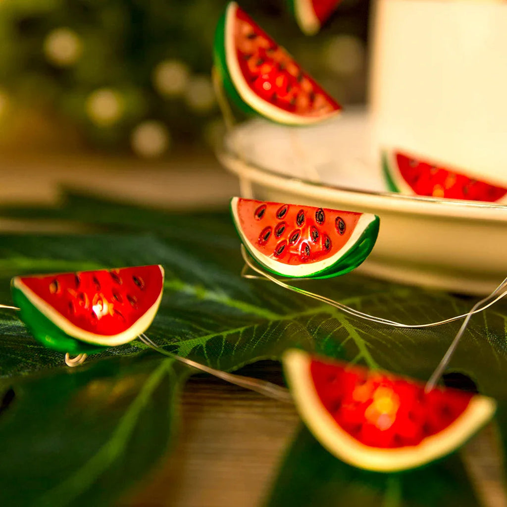 Watermelon fairy string lights with warm LEDs for indoor room decor, battery operated, 10 ft, 30 LED