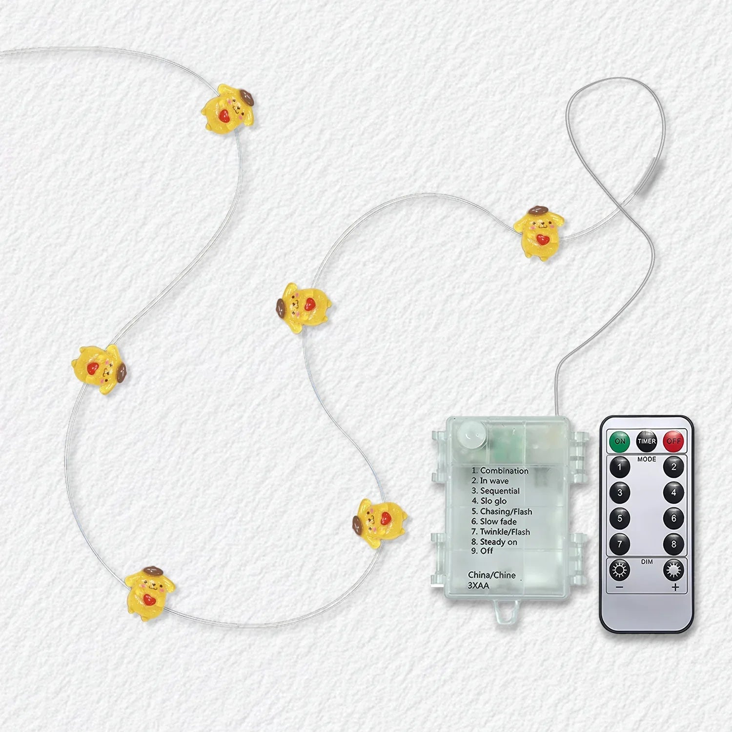 Heart Dog fairy string lights with warm LEDs for indoor bedroom decor, battery operated, 10 ft, 30 LED