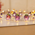 Grapes fairy string lights with warm LEDs for indoor room decor, battery operated, 10 ft, 30 LED
