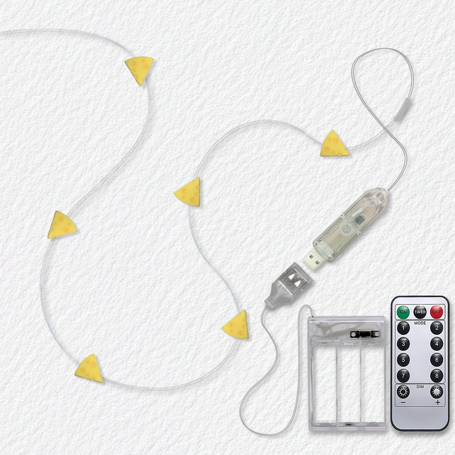 Cheese fairy string lights with warm LEDs for indoor room decor, battery operated, 10 ft, 30 LED