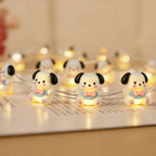 Bow Tie Dog fairy string lights with warm LEDs for indoor bedroom decor, battery operated, 10 ft, 30 LED