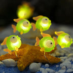Green Fish fairy string lights with warm LEDs for indoor bedroom decor, battery operated, 10 ft, 30 LED