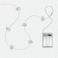 Blue Dress Bear fairy string lights with warm LEDs for indoor bedroom decor, battery operated, 10 ft, 30 LED