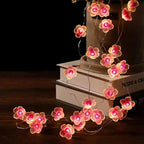 Cherry Blossom fairy string lights with warm LEDs for indoor room decor, battery operated, 10 ft, 30 LED