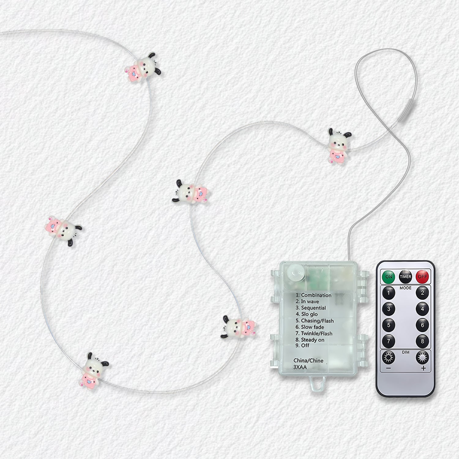 Happy Dog fairy string lights with warm LEDs for indoor bedroom decor, battery operated, 10 ft, 30 LED