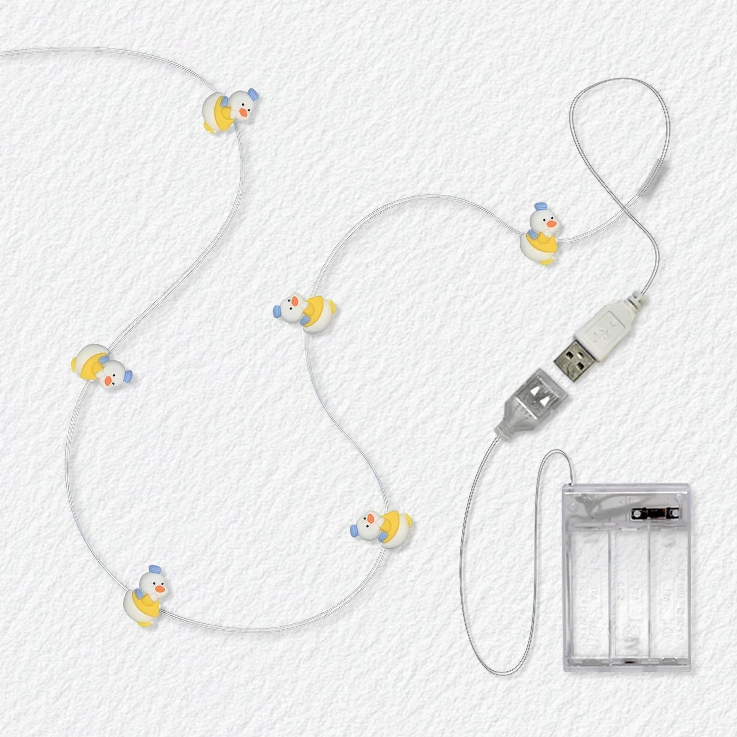 Blue Hat Duck fairy string lights with warm LEDs for indoor bedroom decor, battery operated, 10 ft, 30 LED
