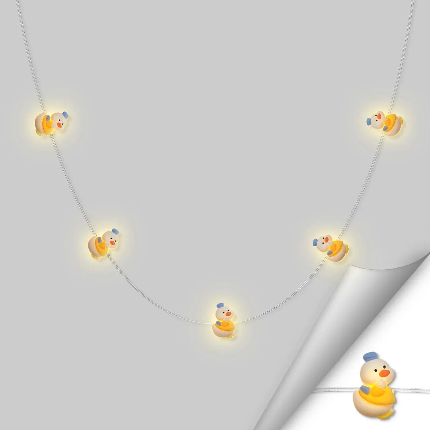 Blue Hat Duck fairy string lights with warm LEDs for indoor bedroom decor, battery operated, 10 ft, 30 LED