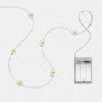 Fried Egg fairy string lights with warm LEDs for indoor room decor, battery operated, 10 ft, 30 LED