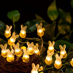 Rabbit fairy string lights with warm LEDs for indoor bedroom decor, battery operated, 10 ft, 30 LED