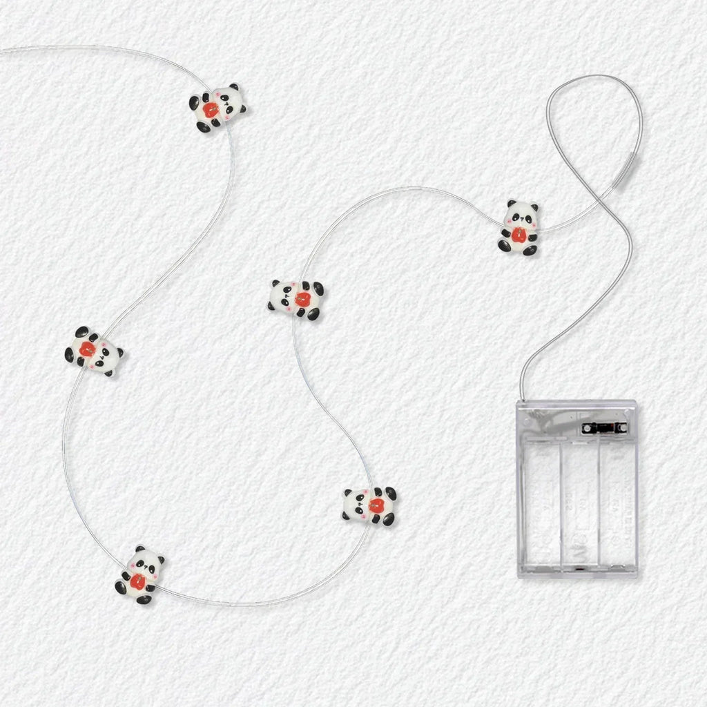 Panda Holding Apple fairy string lights with warm LEDs for indoor bedroom decor, battery operated, 10 ft, 30 LED