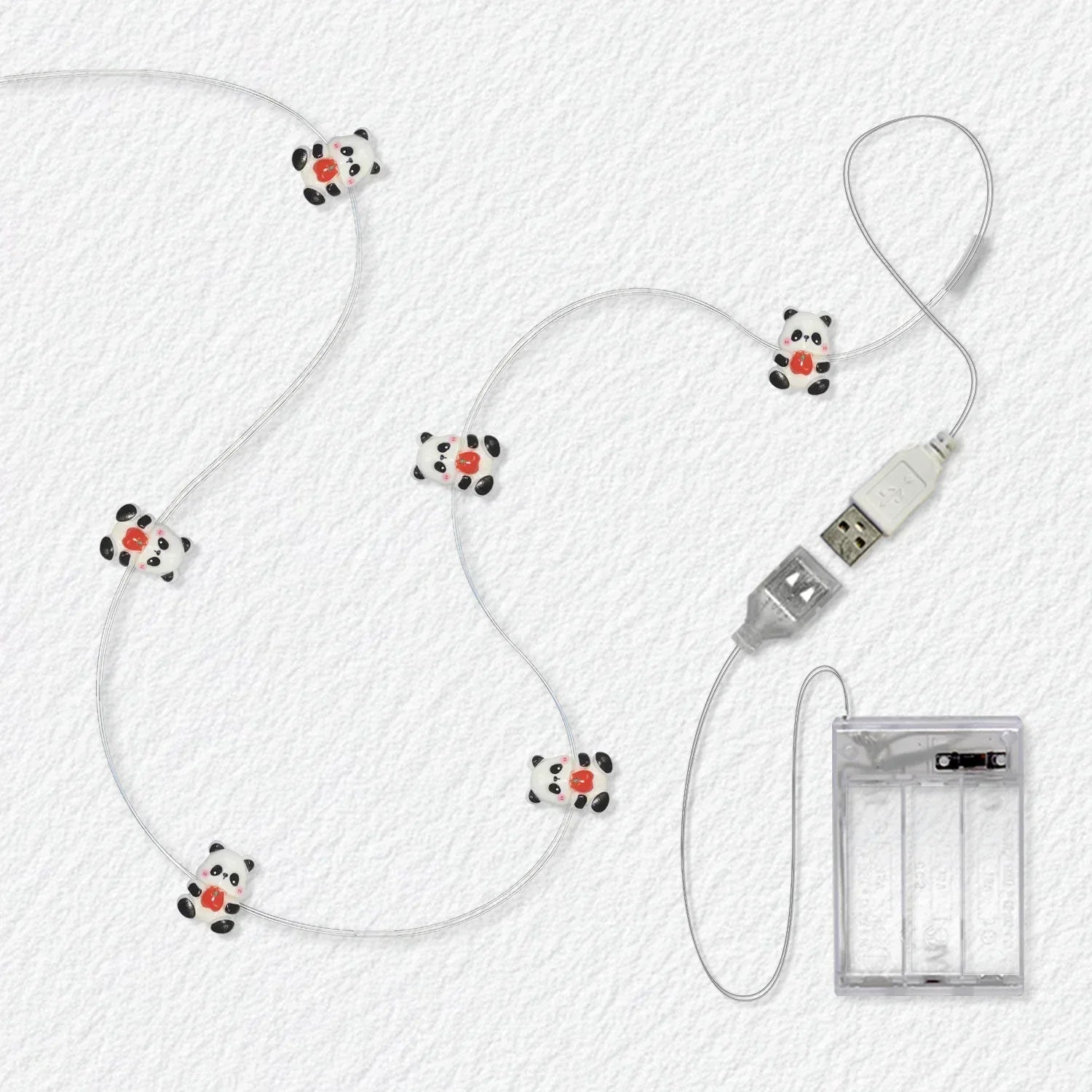 Panda Holding Apple fairy string lights with warm LEDs for indoor bedroom decor, battery operated, 10 ft, 30 LED