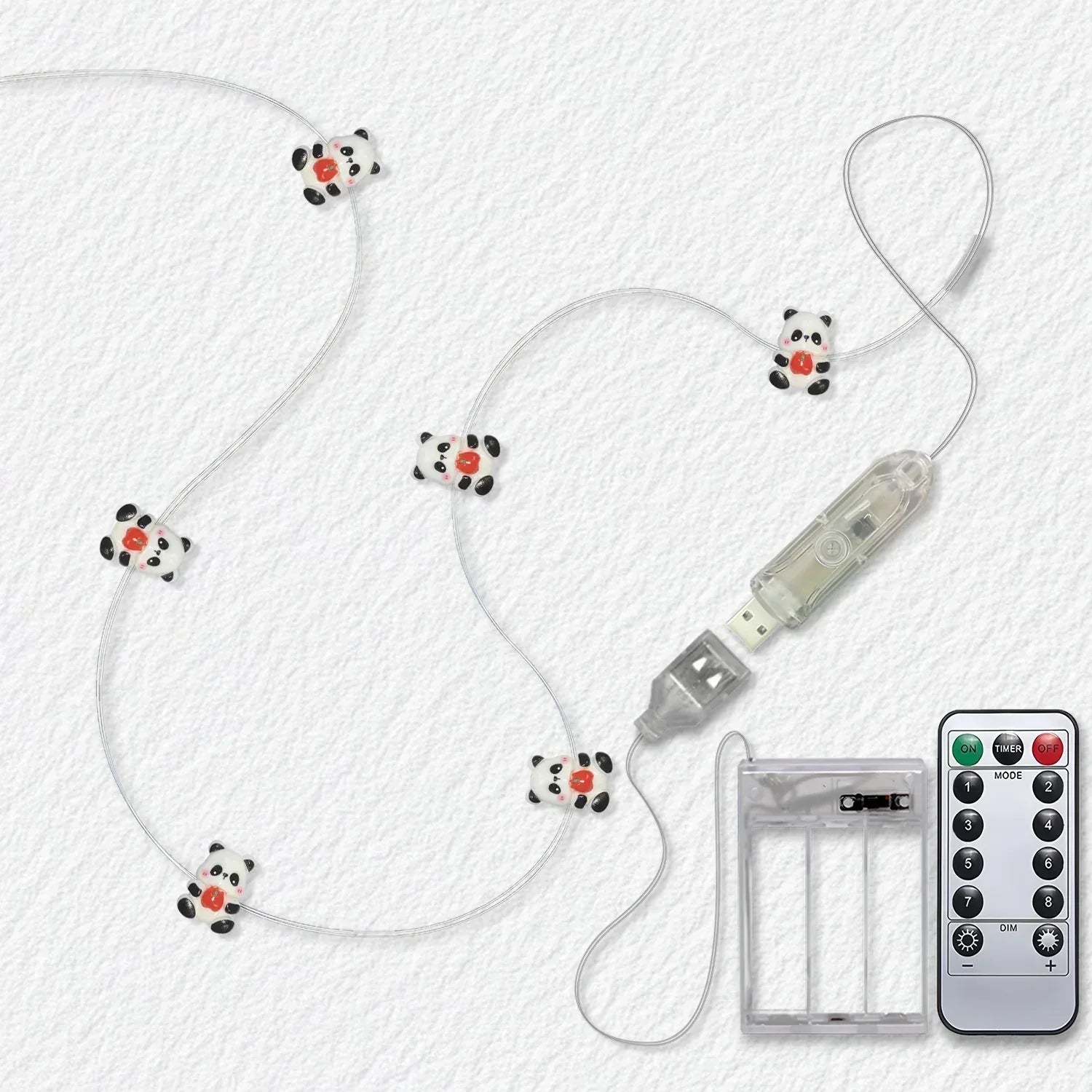 Panda Holding Apple fairy string lights with warm LEDs for indoor bedroom decor, battery operated, 10 ft, 30 LED