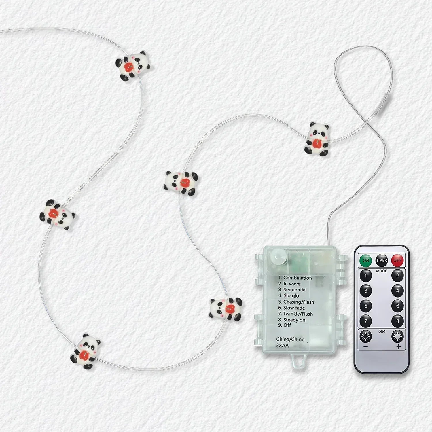 Panda Holding Apple fairy string lights with warm LEDs for indoor bedroom decor, battery operated, 10 ft, 30 LED