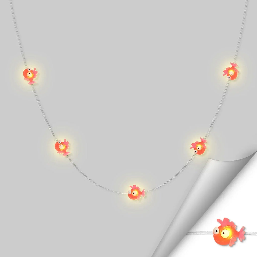 Red Fish fairy string lights with warm LEDs for indoor bedroom decor, battery operated, 10 ft, 30 LED