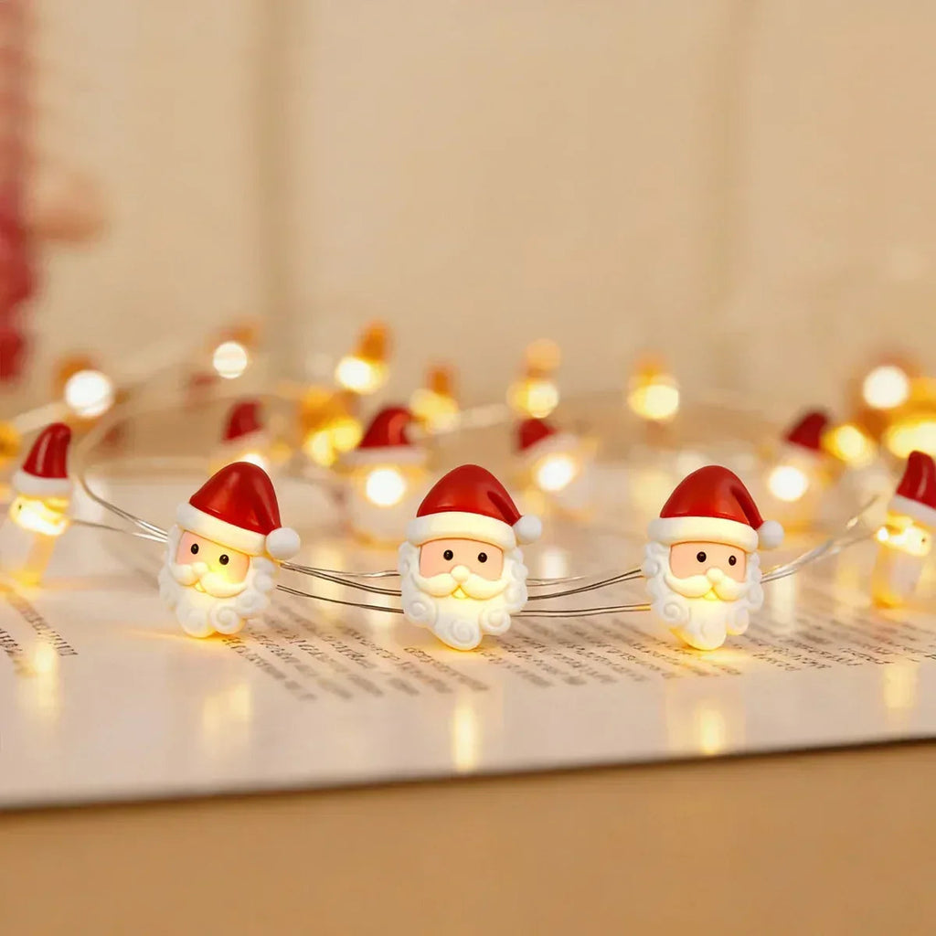Santa Claus fairy string lights with warm LEDs for indoor seasonal decor, battery operated, 10 ft, 30 LED