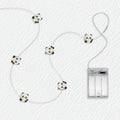 Waving Panda fairy string lights with warm LEDs for indoor bedroom decor, battery operated, 10 ft, 30 LED