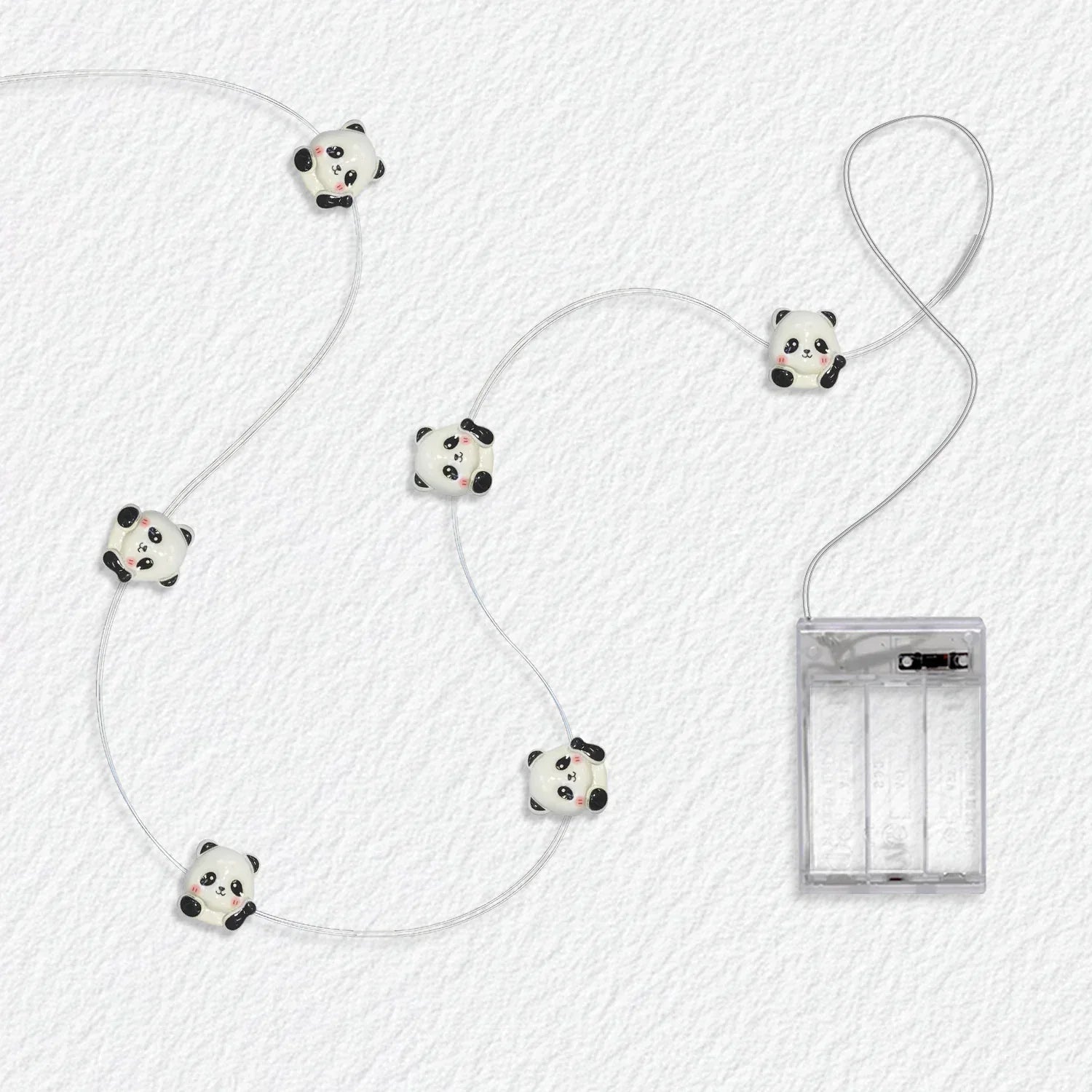 Waving Panda fairy string lights with warm LEDs for indoor bedroom decor, battery operated, 10 ft, 30 LED