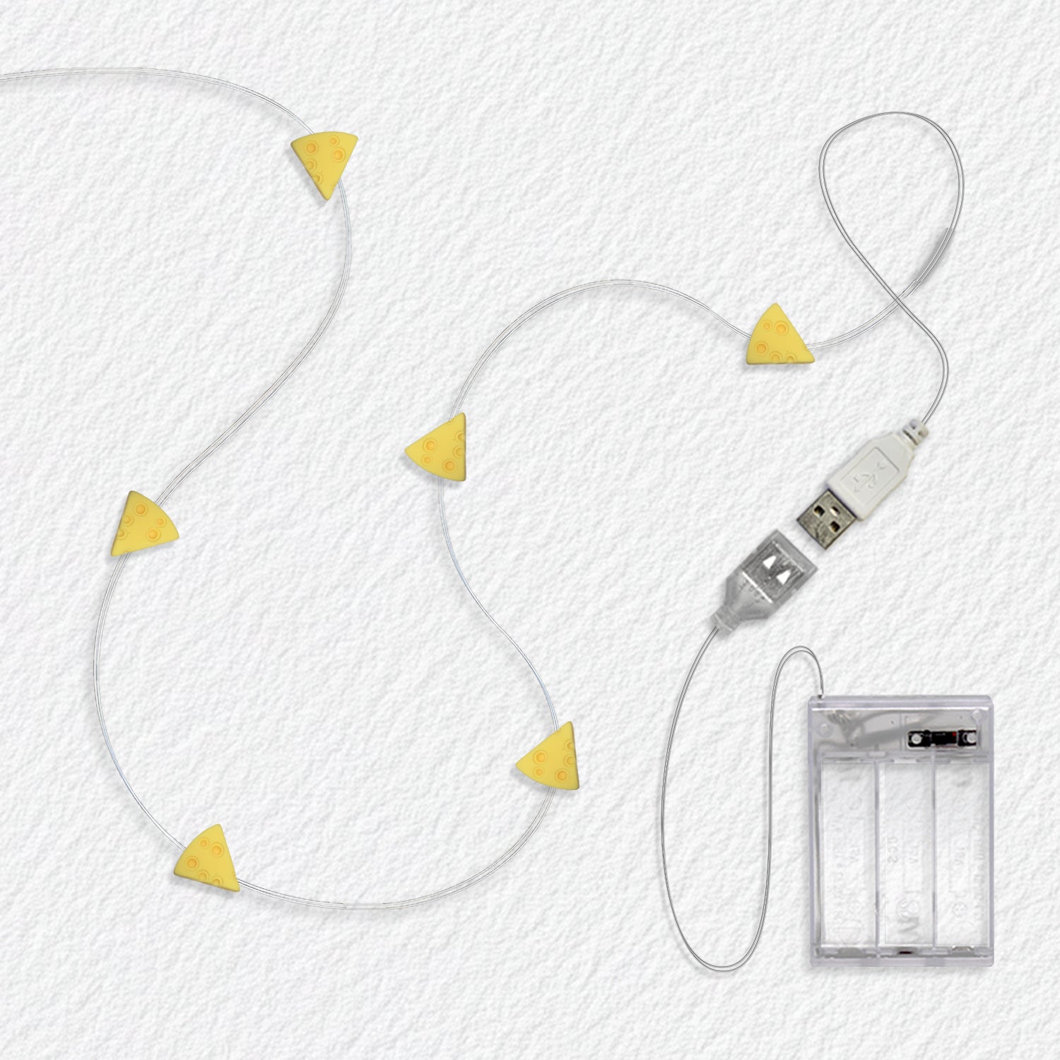 Cheese fairy string lights with warm LEDs for indoor room decor, battery operated, 10 ft, 30 LED