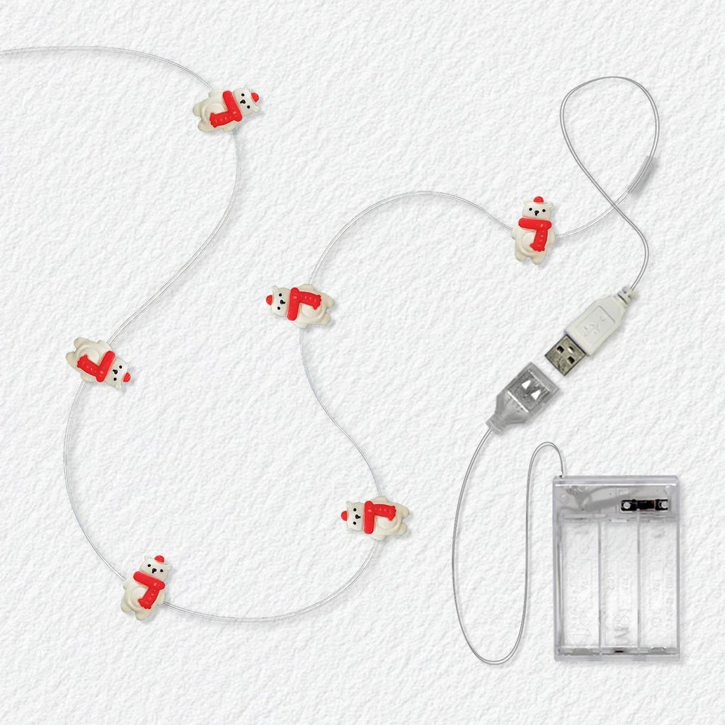 Scarf Bear fairy string lights with warm LEDs for indoor bedroom decor, battery operated, 10 ft, 30 LED