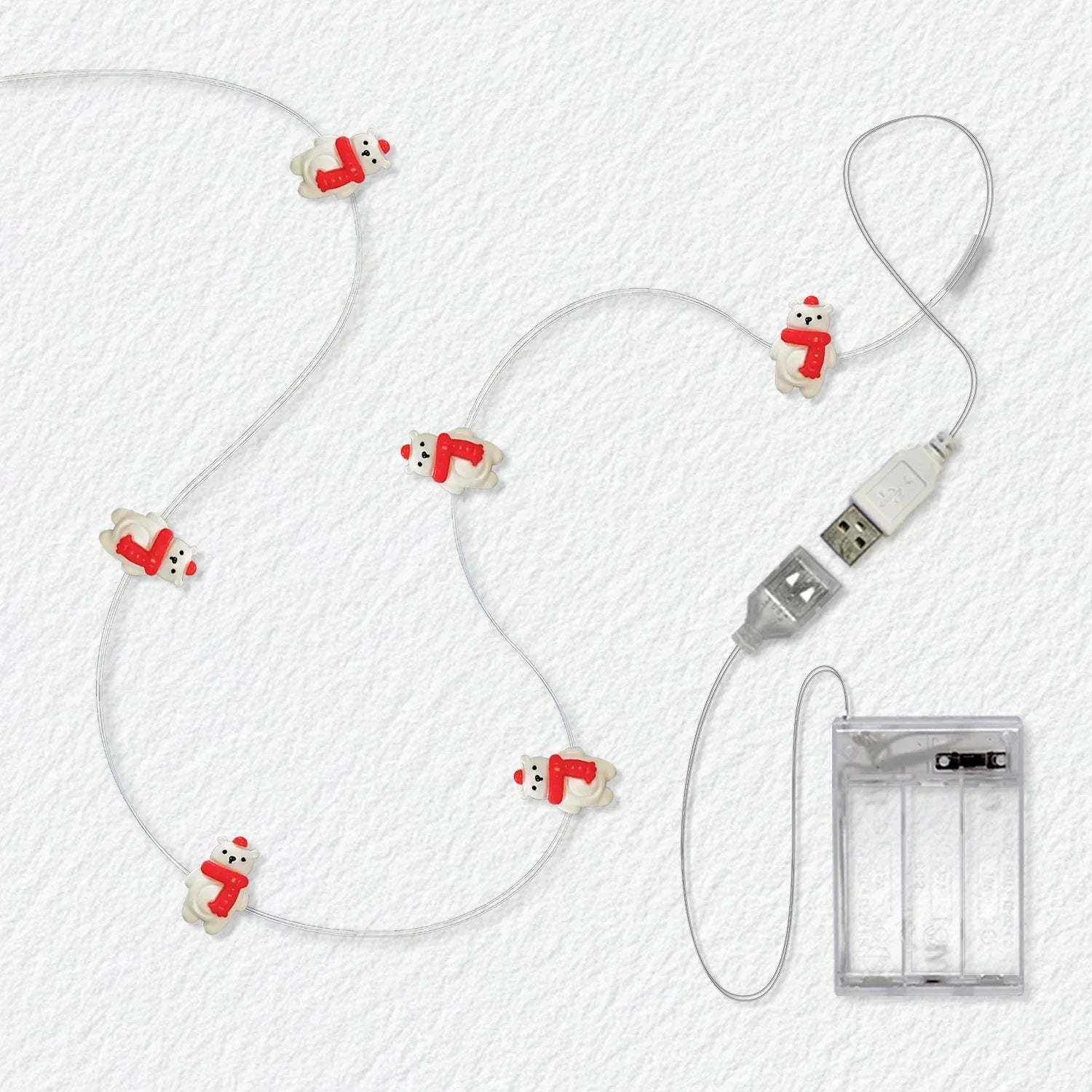 Scarf Bear fairy string lights with warm LEDs for indoor bedroom decor, battery operated, 10 ft, 30 LED