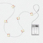 Heart Duck fairy string lights with warm LEDs for indoor bedroom decor, battery operated, 10 ft, 30 LED