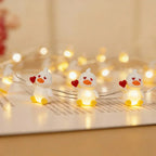 Heart Duck fairy string lights with warm LEDs for indoor bedroom decor, battery operated, 10 ft, 30 LED
