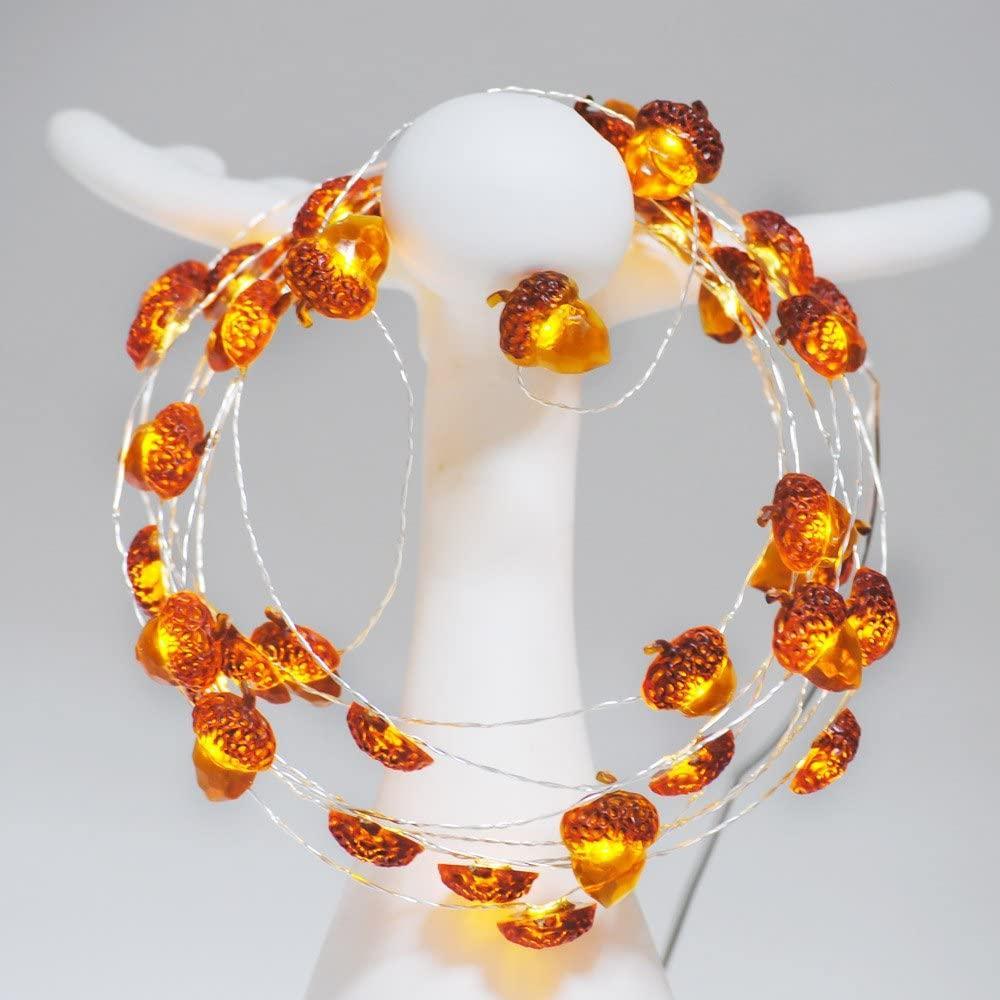 Pinecone fairy string lights with warm LEDs for indoor seasonal decor, battery operated, 10 ft, 30 LED
