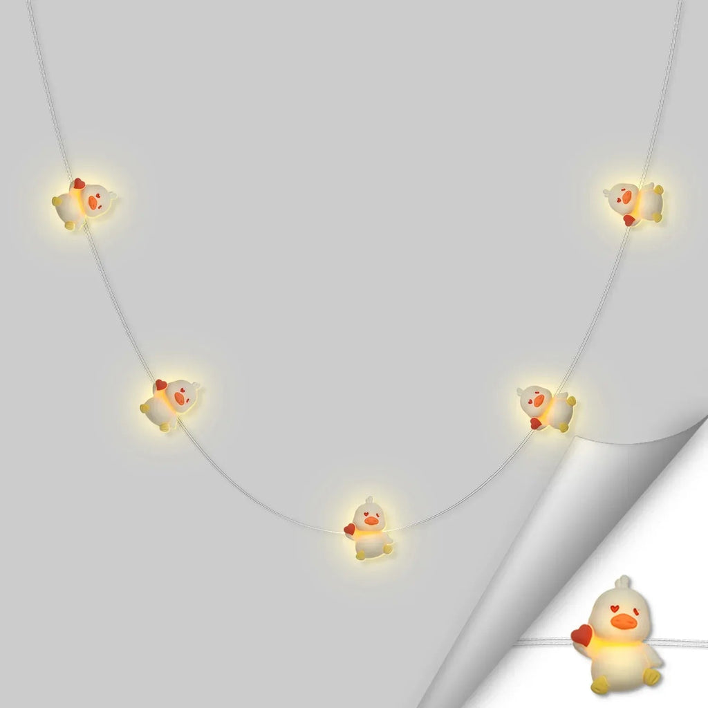 Heart Duck fairy string lights with warm LEDs for indoor bedroom decor, battery operated, 10 ft, 30 LED
