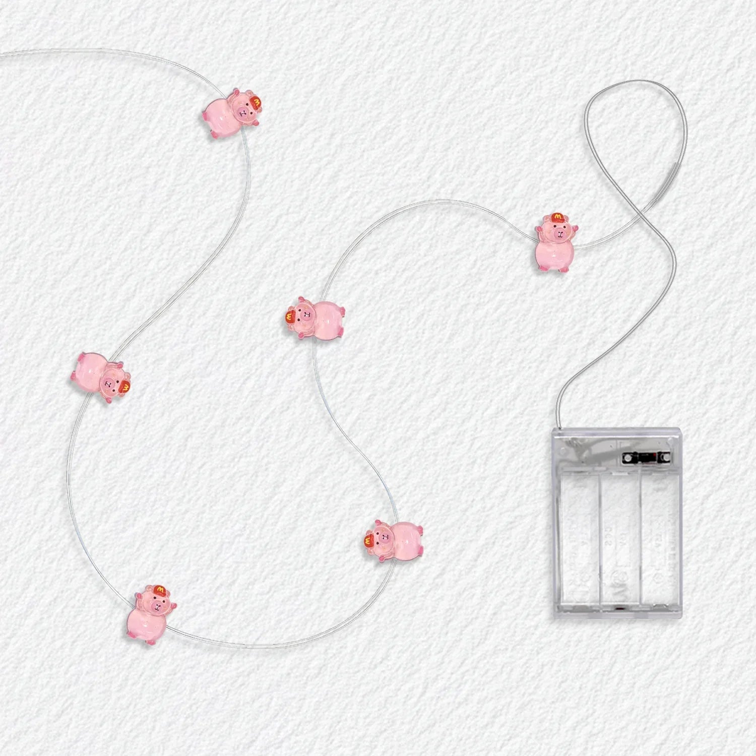 M Hat Pig fairy string lights with warm LEDs for indoor bedroom decor, battery operated, 10 ft, 30 LED