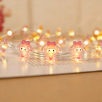 Bow Tie Heart Rabbit fairy string lights with warm LEDs for indoor bedroom decor, battery operated, 10 ft, 30 LED