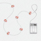Heart Bow Tie Cat fairy string lights with warm LEDs for indoor bedroom decor, battery operated, 10 ft, 30 LED