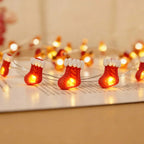 Christmas Stocking fairy string lights with warm LEDs for indoor seasonal decor, battery operated, 10 ft, 30 LED