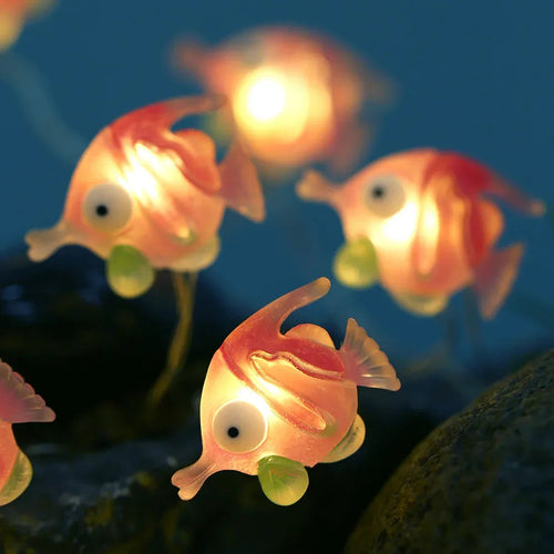 Bubble Fish fairy string lights with warm LEDs for indoor bedroom decor, battery operated, 10 ft, 30 LED