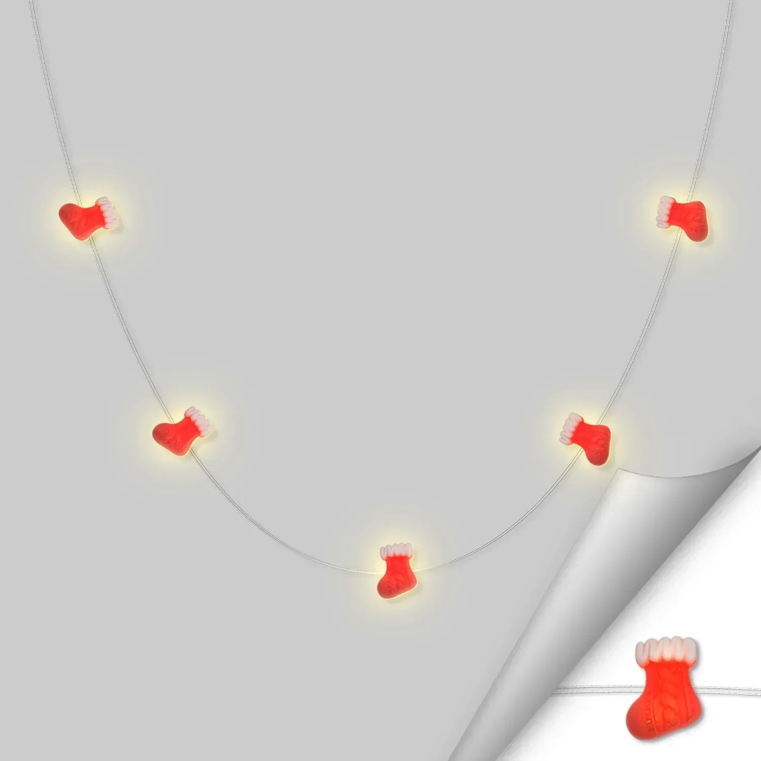 Christmas Stocking fairy string lights with warm LEDs for indoor seasonal decor, battery operated, 10 ft, 30 LED