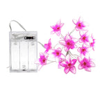 Pink Flower fairy string lights with warm LEDs for indoor room decor, battery operated, 10 ft, 30 LED