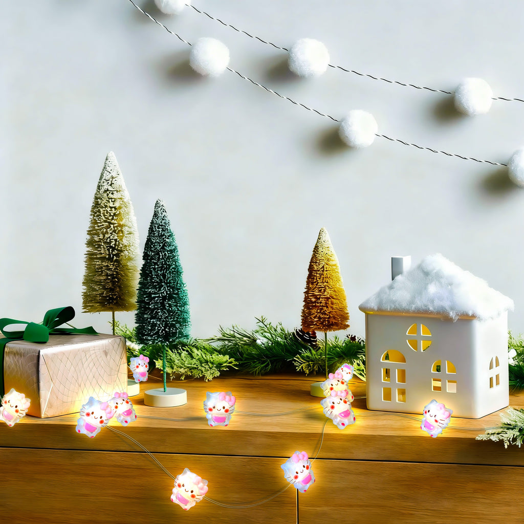 Sleepy Kitten fairy string lights with warm LEDs for indoor bedroom decor, battery operated, 10 ft, 30 LED