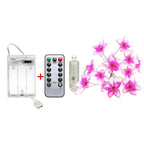 Pink Flower fairy string lights with warm LEDs for indoor room decor, battery operated, 10 ft, 30 LED