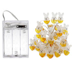 Rabbit fairy string lights with warm LEDs for indoor bedroom decor, battery operated, 10 ft, 30 LED
